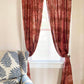 Block Print Curtain, Terracotta Drape - Forget Me Not 84"