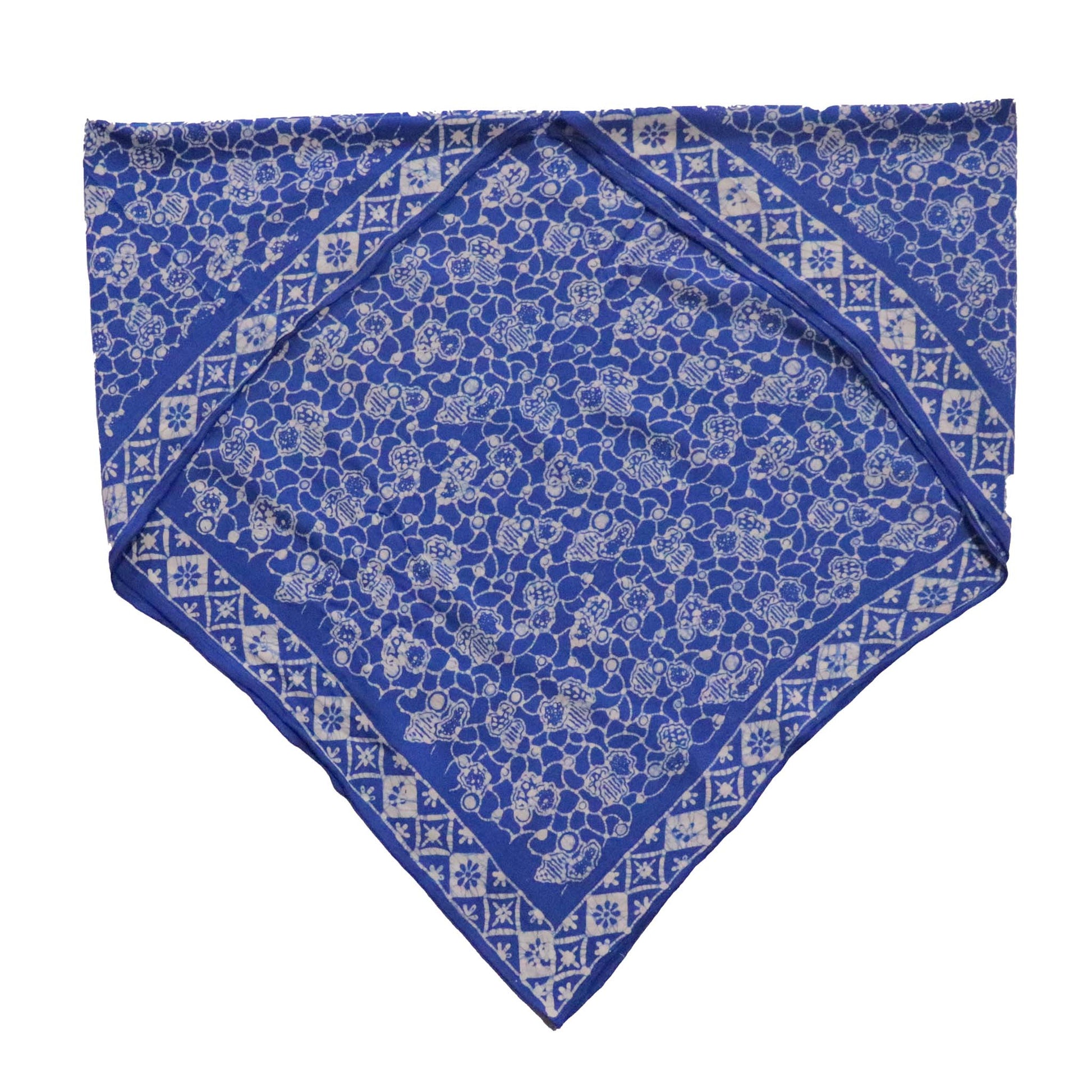 Large 39" Hand Dyed Batik Bandana, 100% Soft Cotton, Boulder, Blue
