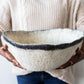 Orbit Hand-Felted Wool Natural White and Black Bowl
