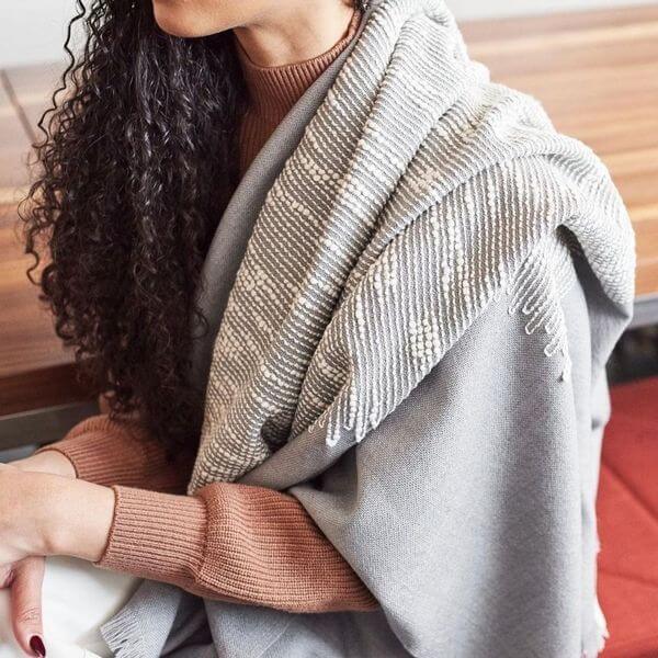 Flo Gray Textured Handloom Merino Throw