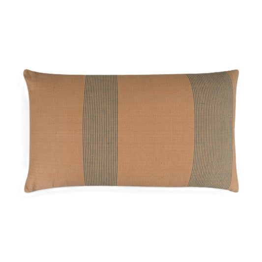 Modern Simplicity Brown cotton pin-striped lumbar pillow cover