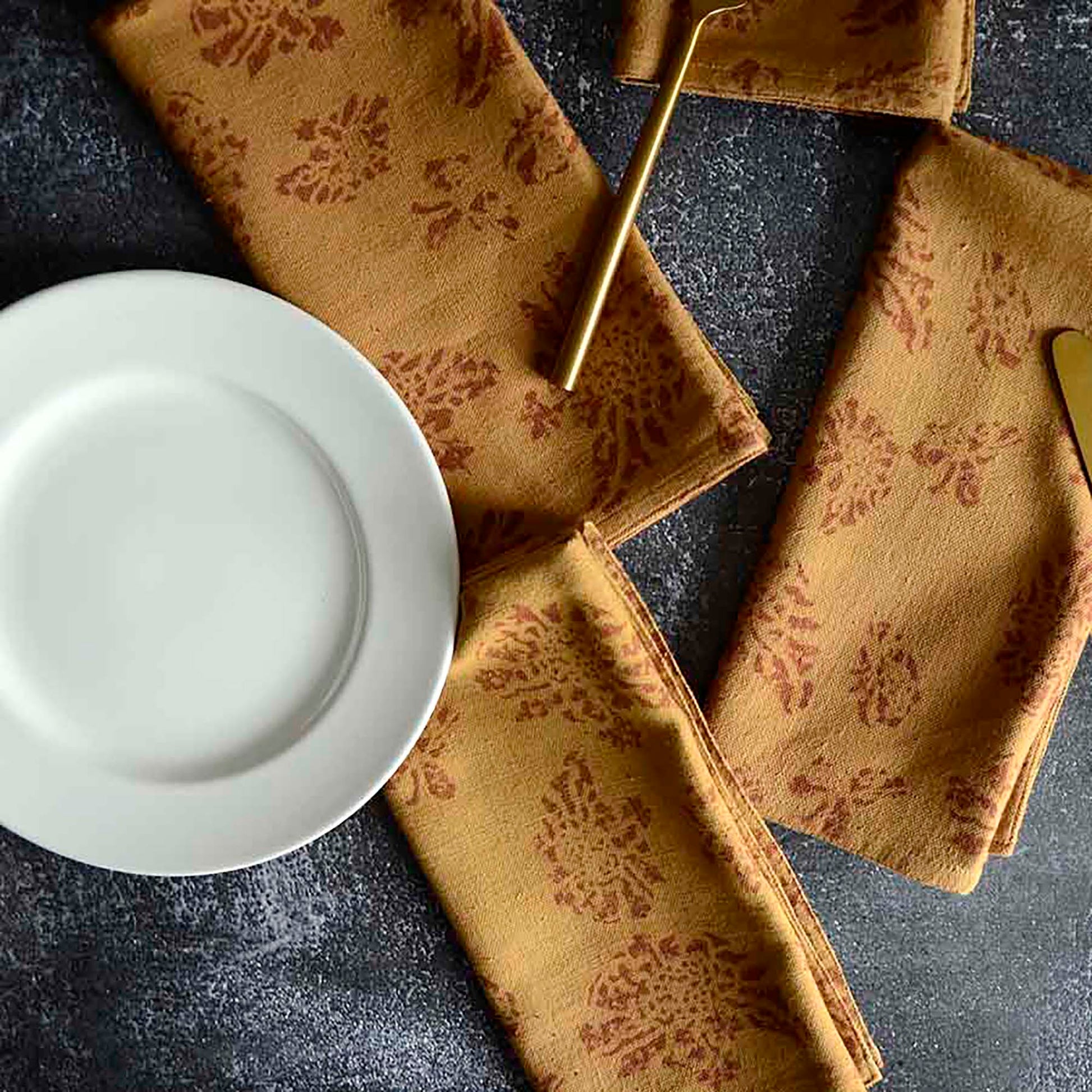 Ethically Made Cotton Dinner Napkins (Set of 4) - Marigold