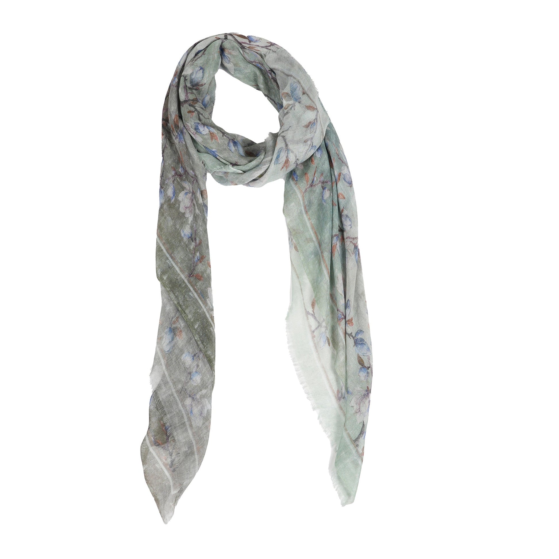 Magnolia Blossom Gradient Square Wrap - Mint Grey