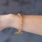 Pink Strawberry Quartz and Gold Bead Bracelet