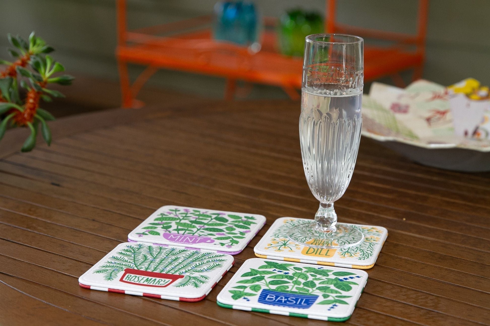 Homegrown Herbs Coasters, Set of 4