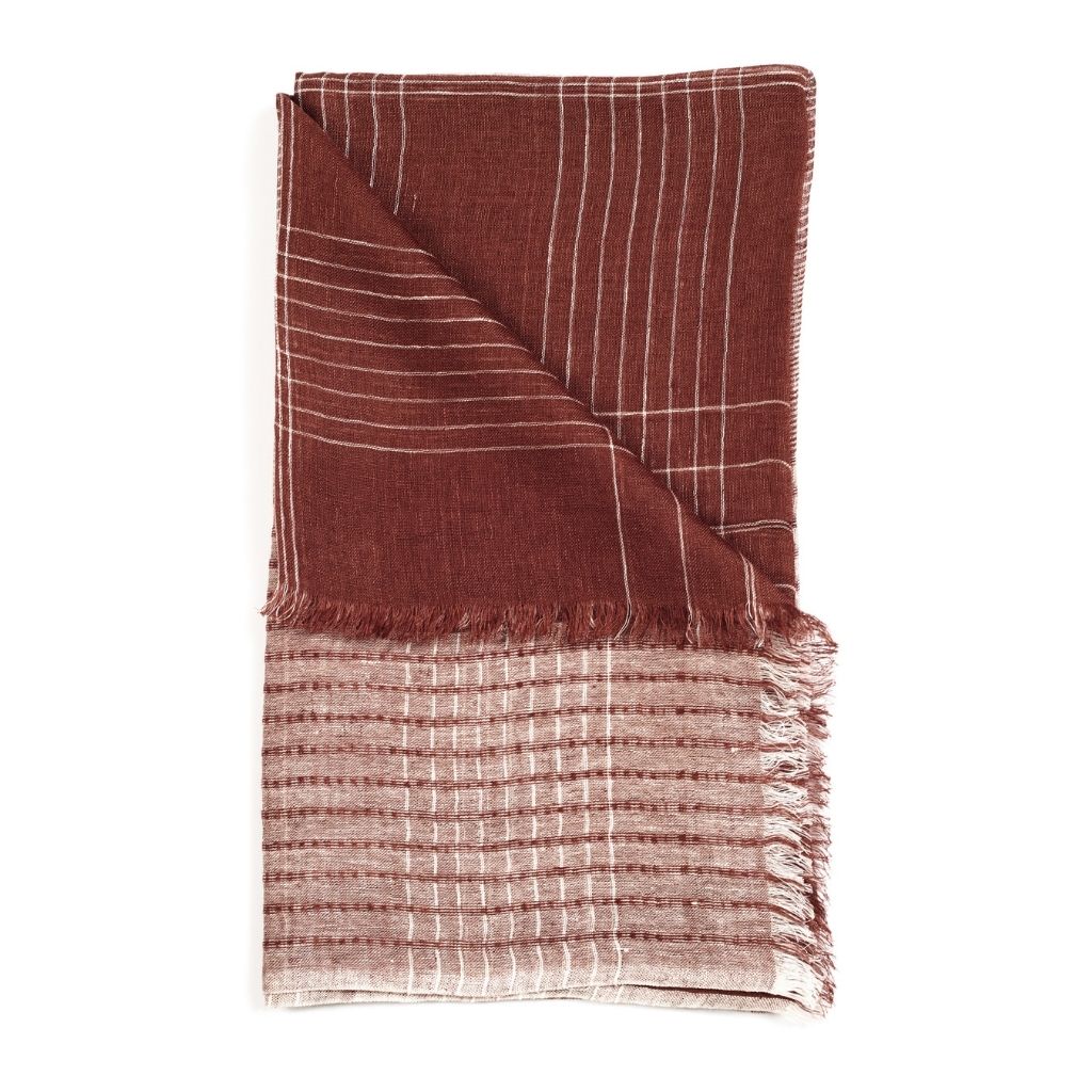 Auro Cinnabar Handwoven Linen Scarf