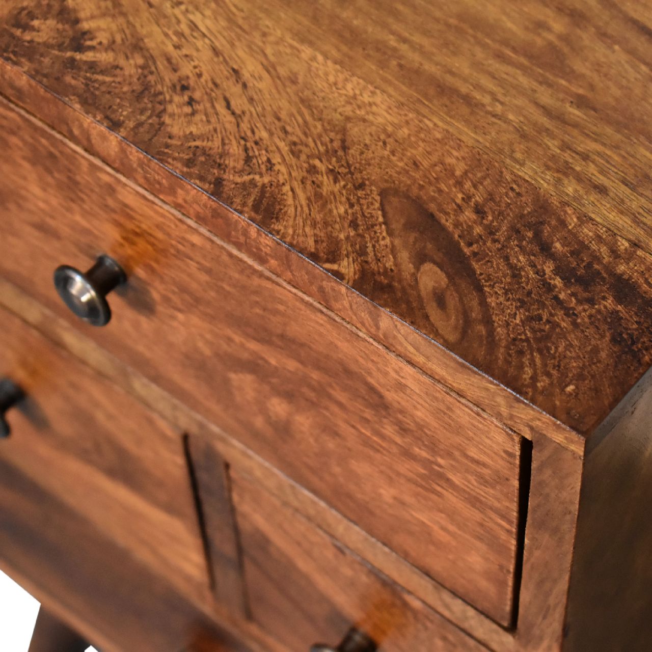 Solid Wood Multi Bedside, 4-Drawers, Chestnut, Brown