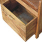 Solid Wood Oakish Storage Bench with Brown Leather Seat