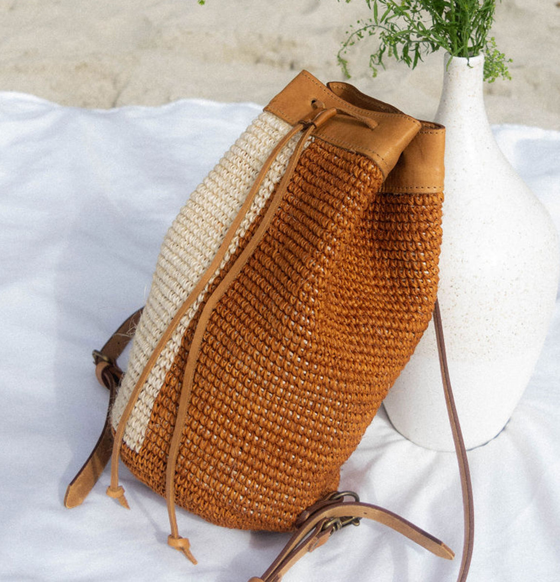 Transito Woven Mini Backpack | Orange-White