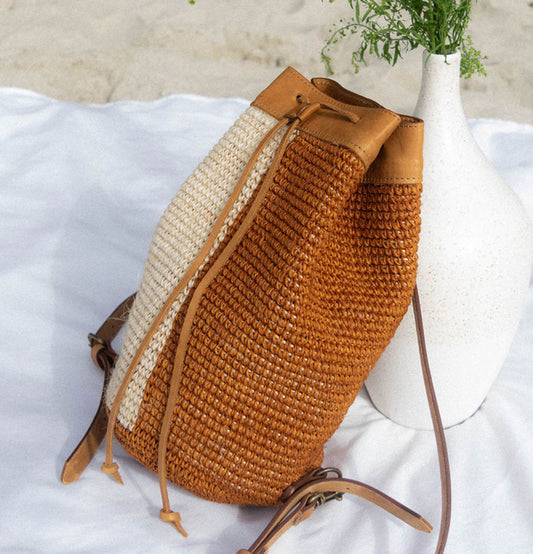 Transito Woven Mini Backpack | Orange-White
