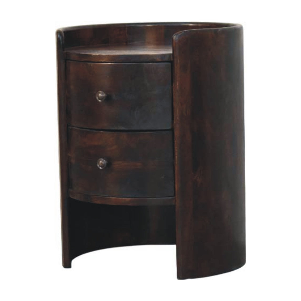Solid Wood Velvet Mocha Round Side Table