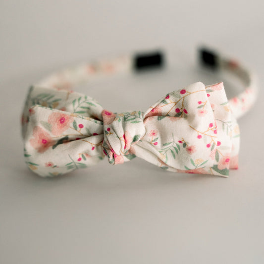 Three Little Bows Headband- Pink Camellia