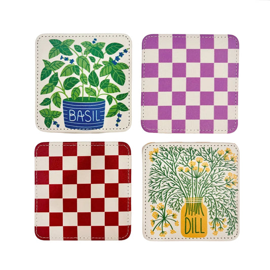 Homegrown Herbs Coasters, Set of 4