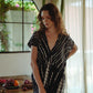 Madella Hand Dyed Kaftan Dress in Black Tie Dyed