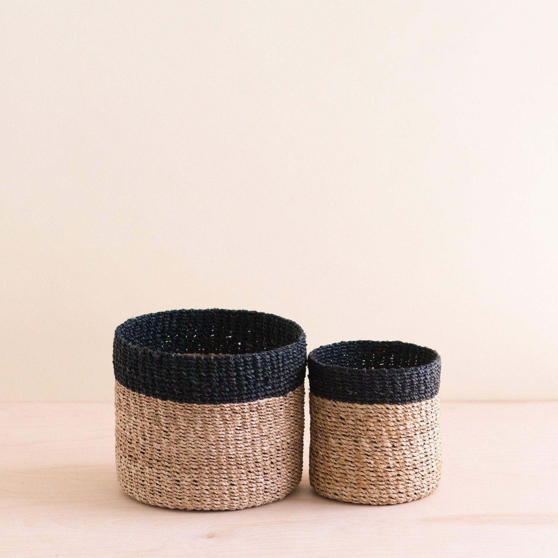Natural + Black Tabletop Catch-All Set of 2 - Tabletop Bins | LIKHÂ