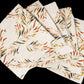6 Organic Linen Napkins in Red Palm