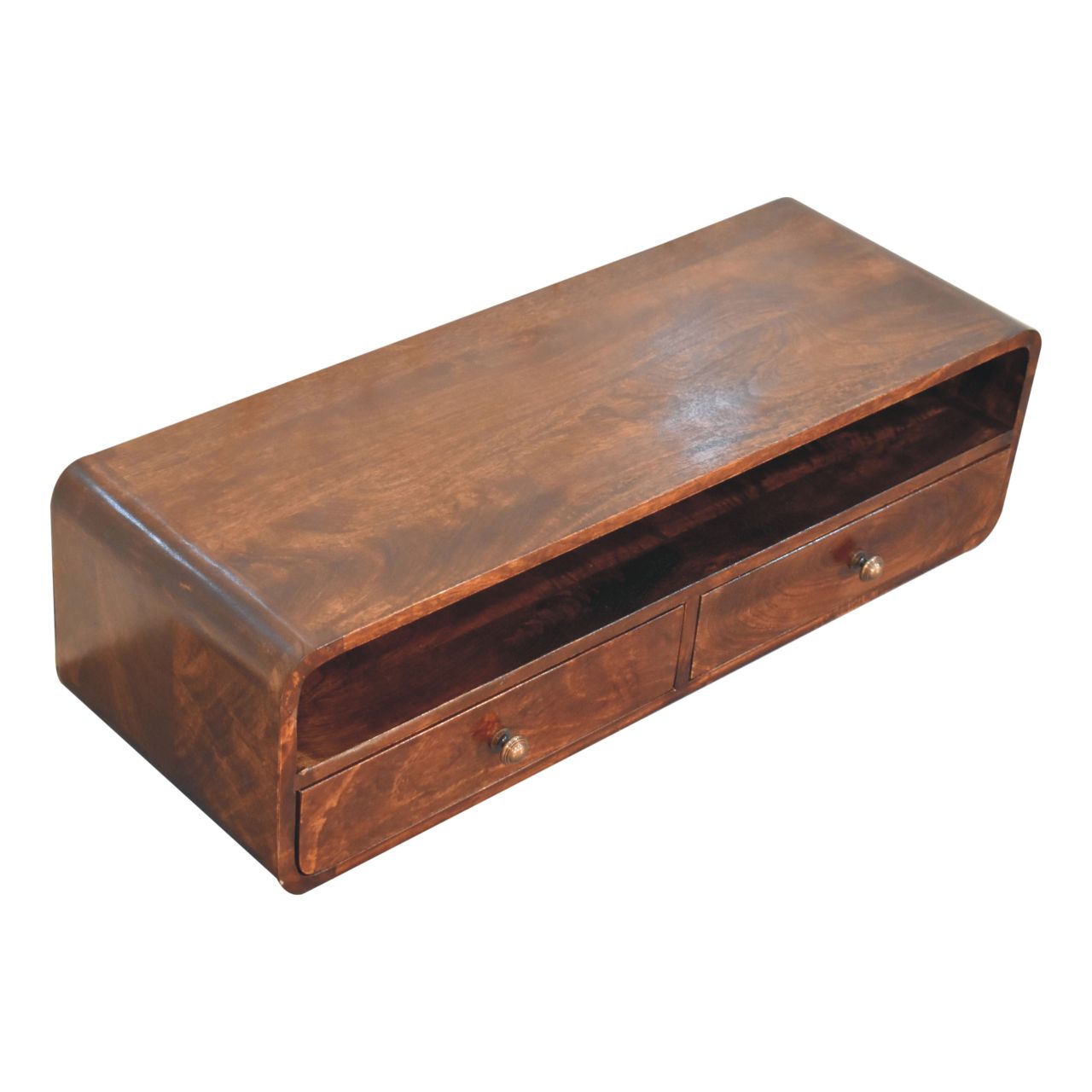 Solid Wood Floating California Walnut Open Console