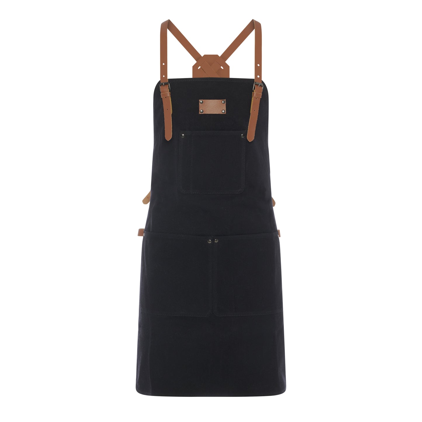 Waxed Canvas Work Apron with Leather Straps & Utility Pockets