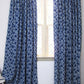 Boho Window Curtain - Blue Flowers Cotton Panel