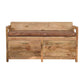 Solid Wood Oakish Storage Bench with Brown Leather Seat