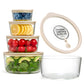 Glass Prep Bowl Set with Lids, Set of 4