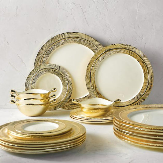 Feather Plates Gold/Oyster - In Stock