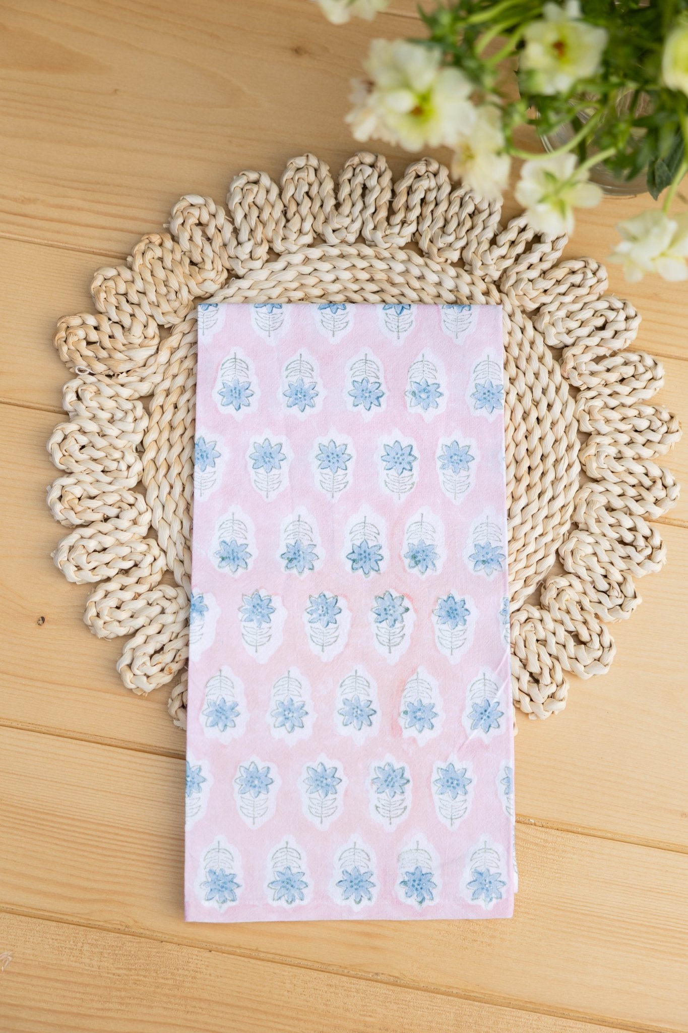 S/2 Tea Towel Set - Lily Rose & Stripe Sage