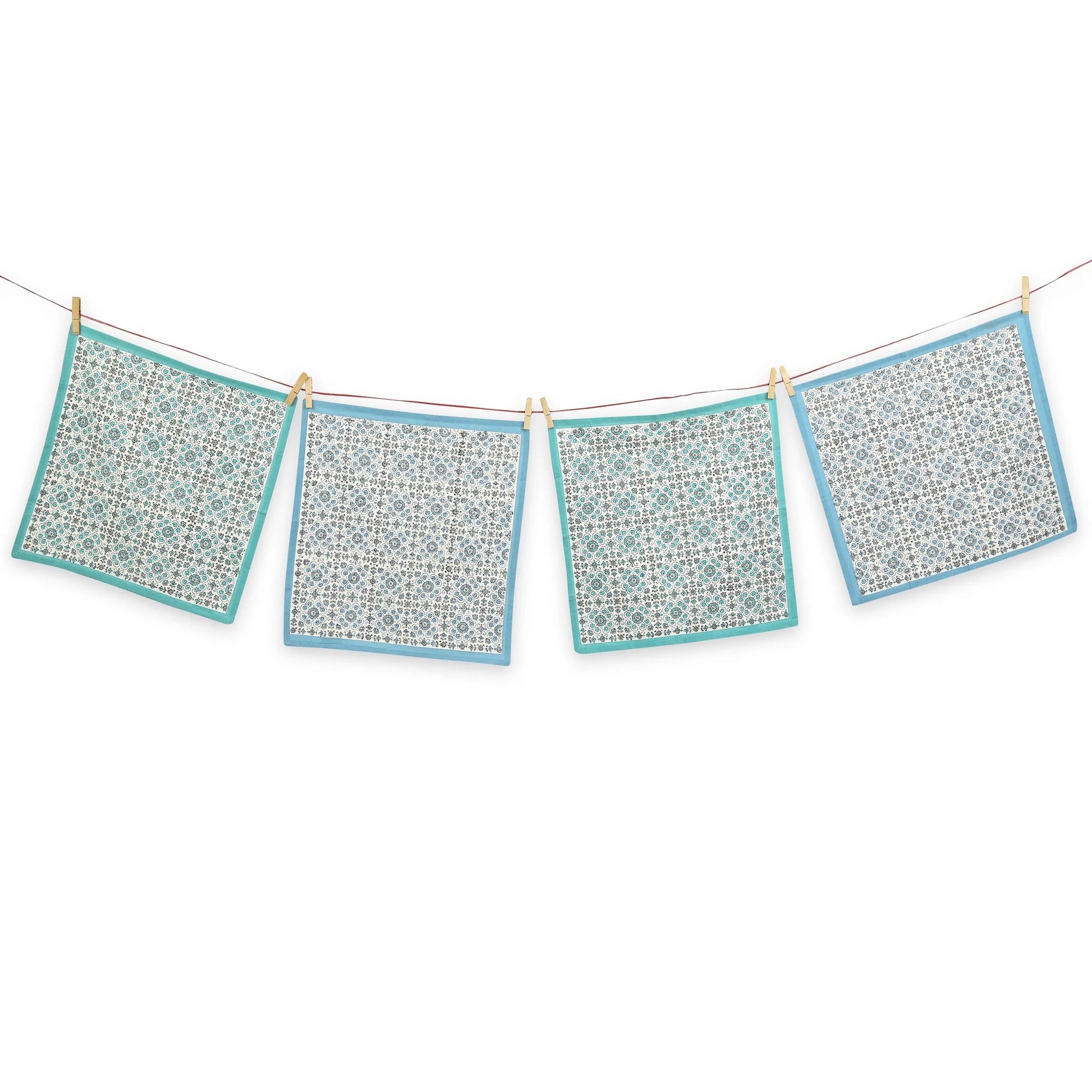 STREAMLINE 18"x18" Hand Block Printed Napkins - Set of 4. Cotton - Fair Trade - Artisan Made