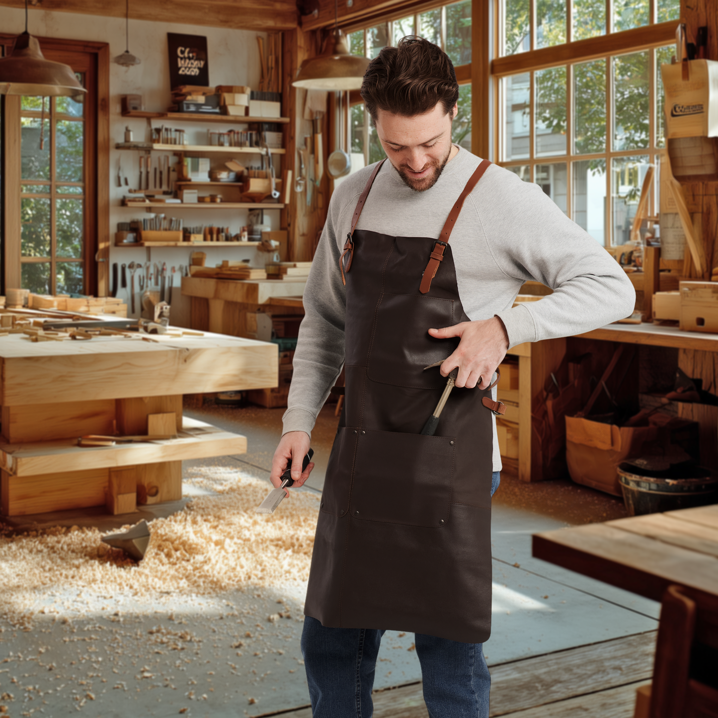 Theodore Leather Work Apron