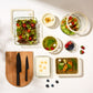 Glass Storage Container Set, with Lids, Rectangular, Clear/Sand, Set of 3