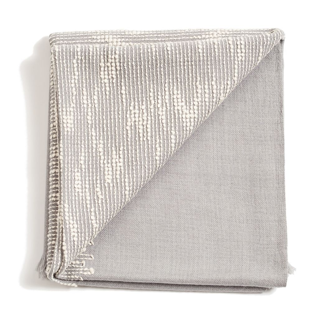 Flo Gray Textured Handloom Merino Throw
