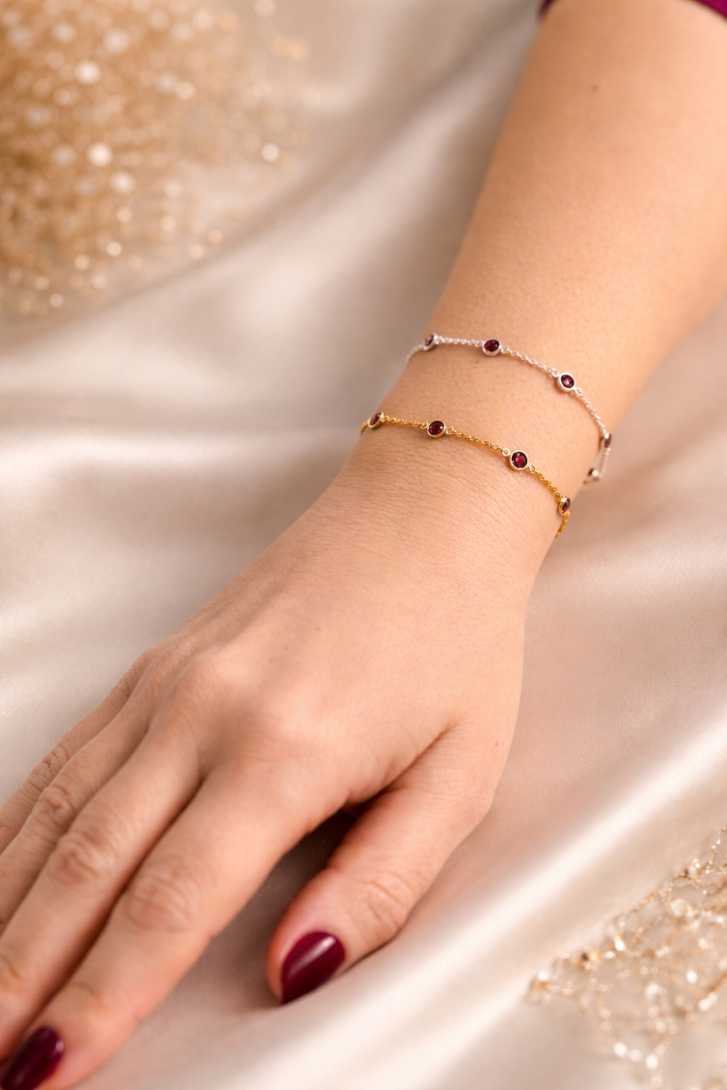January Birthstone Bracelet — Garnet