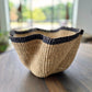 Handwoven Wave Basket - Natural w/ Black Accent
