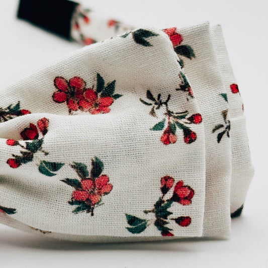 Three Little Bows Headband- Red Hypericum