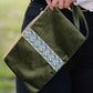 Velvet Tatreez Clutch - Green