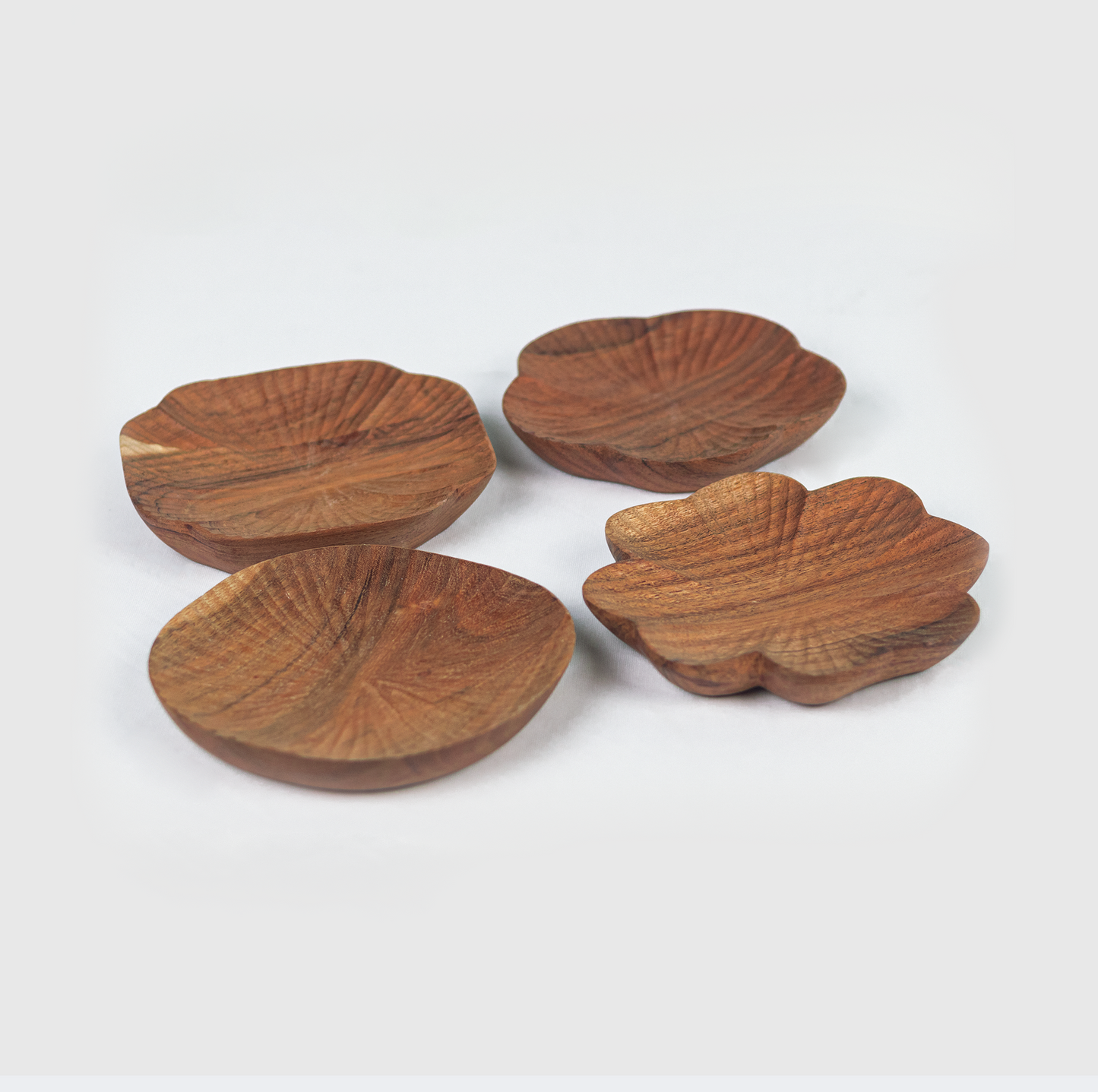 Handcarved Wooden Trinket Trays Gift Set
