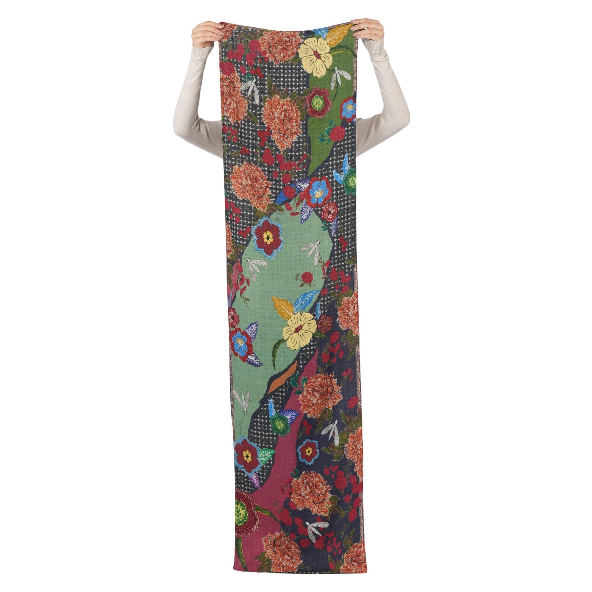 Reversible Garden Patchwork Scarf – Rustic Indigo