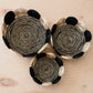 S/3 Black and White Abaca Fruit Basket