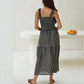 Elena Crinkle Linen Gingham Carry-On Travel Skirt in Black