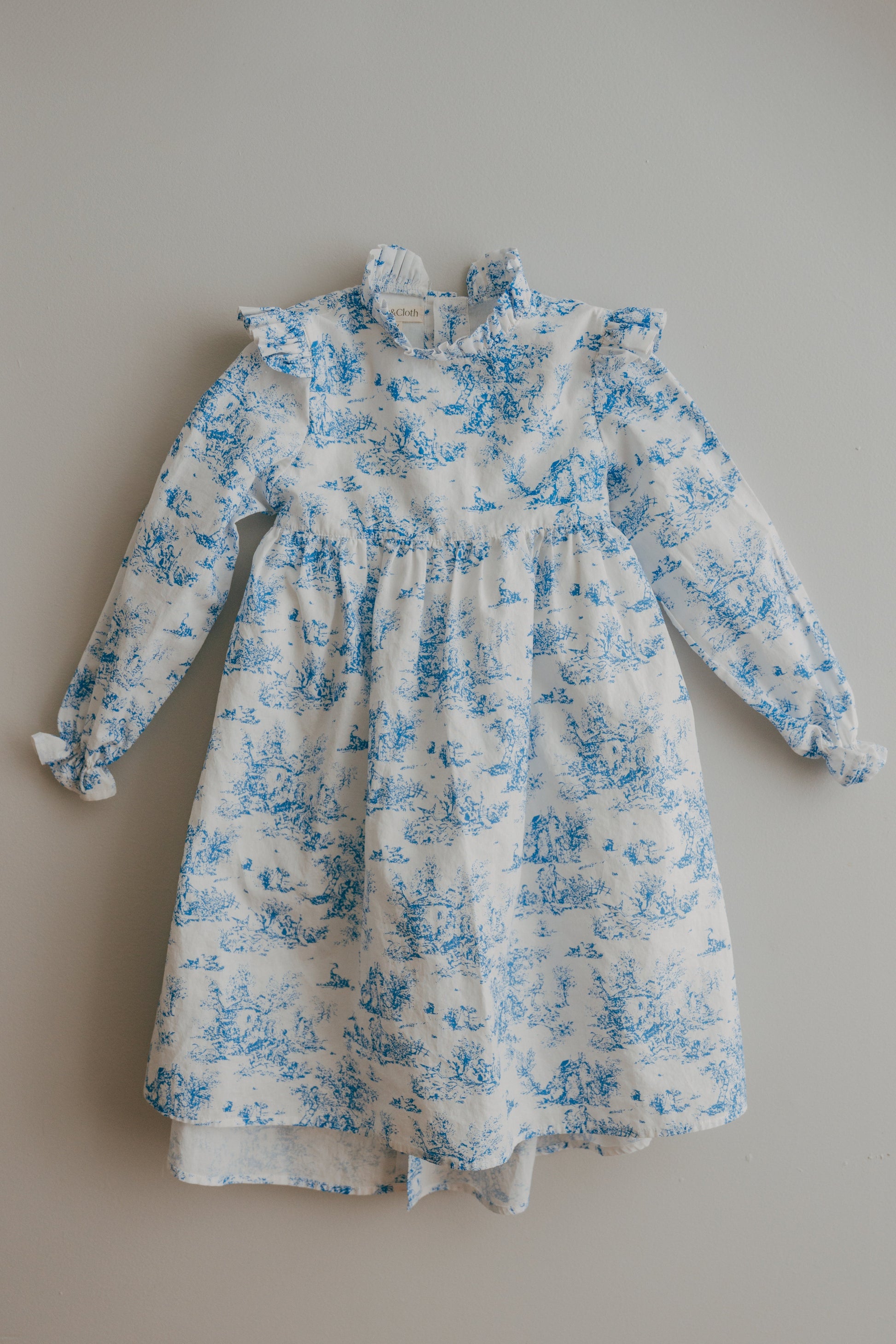 Aoki Dress-Blue Toile | Long Sleeve