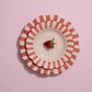 Ceramic Stripe Dinner Plate,  Red- 10 x 10 x 1.25 Inches ( Set of 4 )