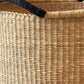 Handwoven Double Weave Pot Basket with Black Leather Handles