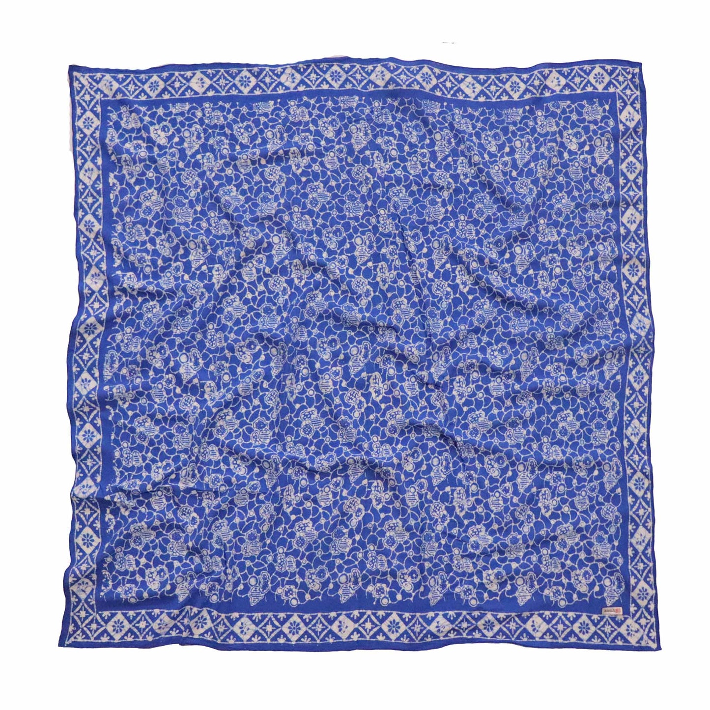 Large 39" Hand Dyed Batik Bandana, 100% Soft Cotton, Boulder, Blue
