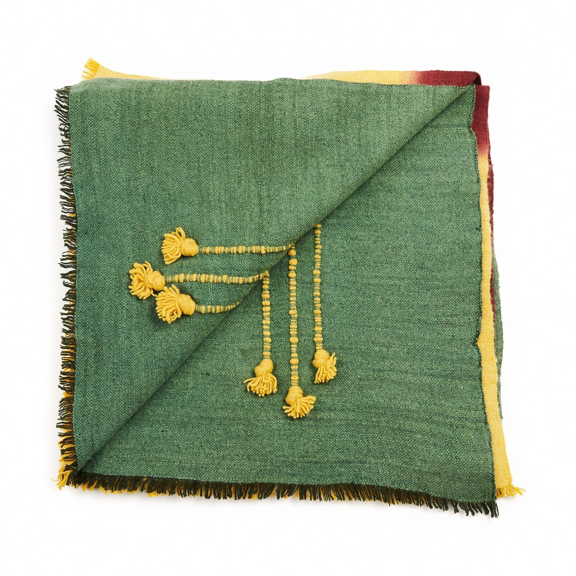 Avocado Multi Color Warm Hues Hand Woven Hand Knotted Textured Merino Throw