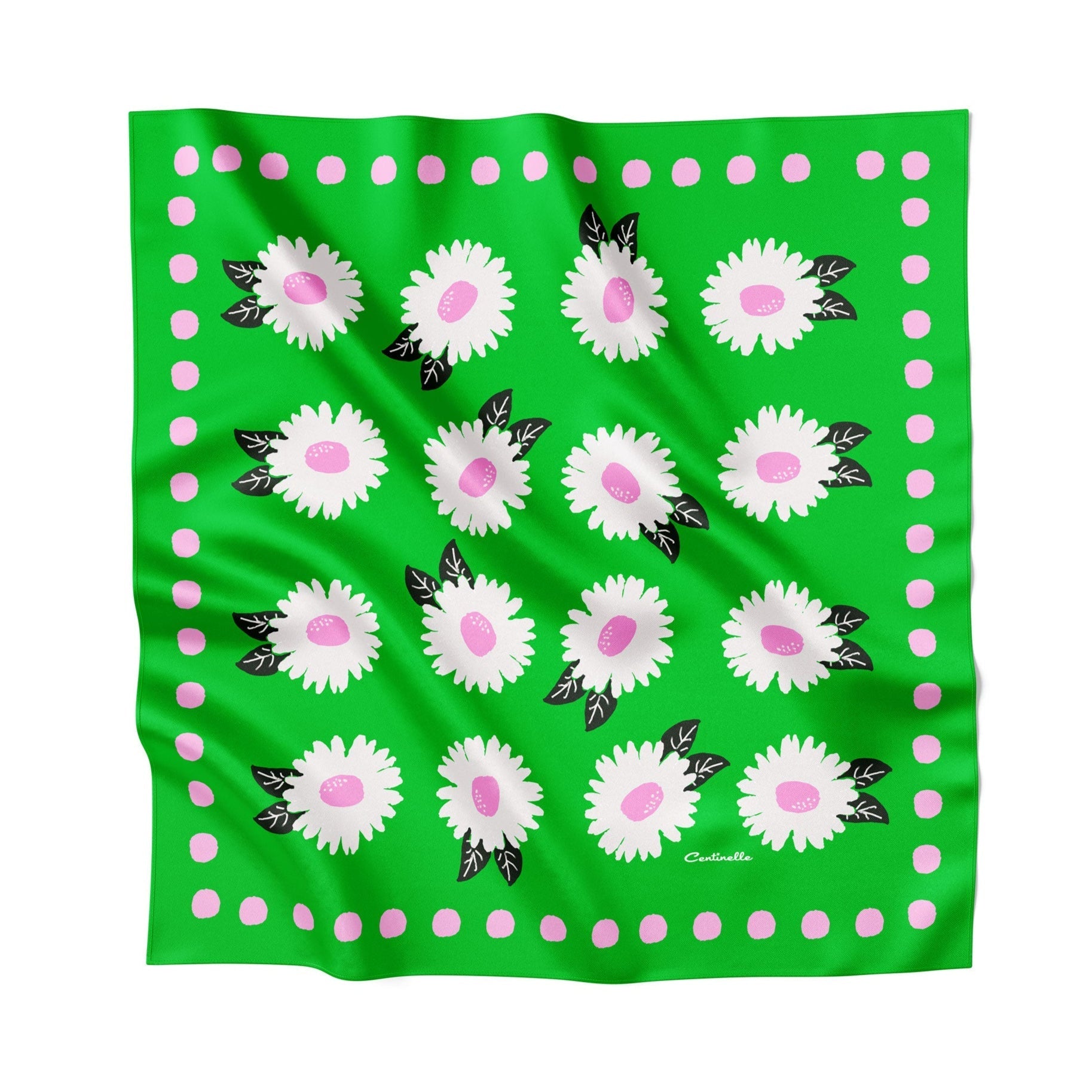 White Flower Silk Medium Square Scarf