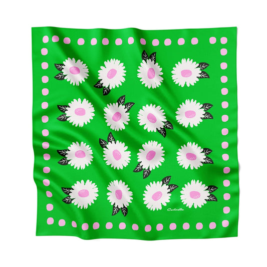 White Flower Silk Medium Square Scarf