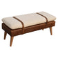 Boucle Buffalo Hide Leather Bench, Chestnut