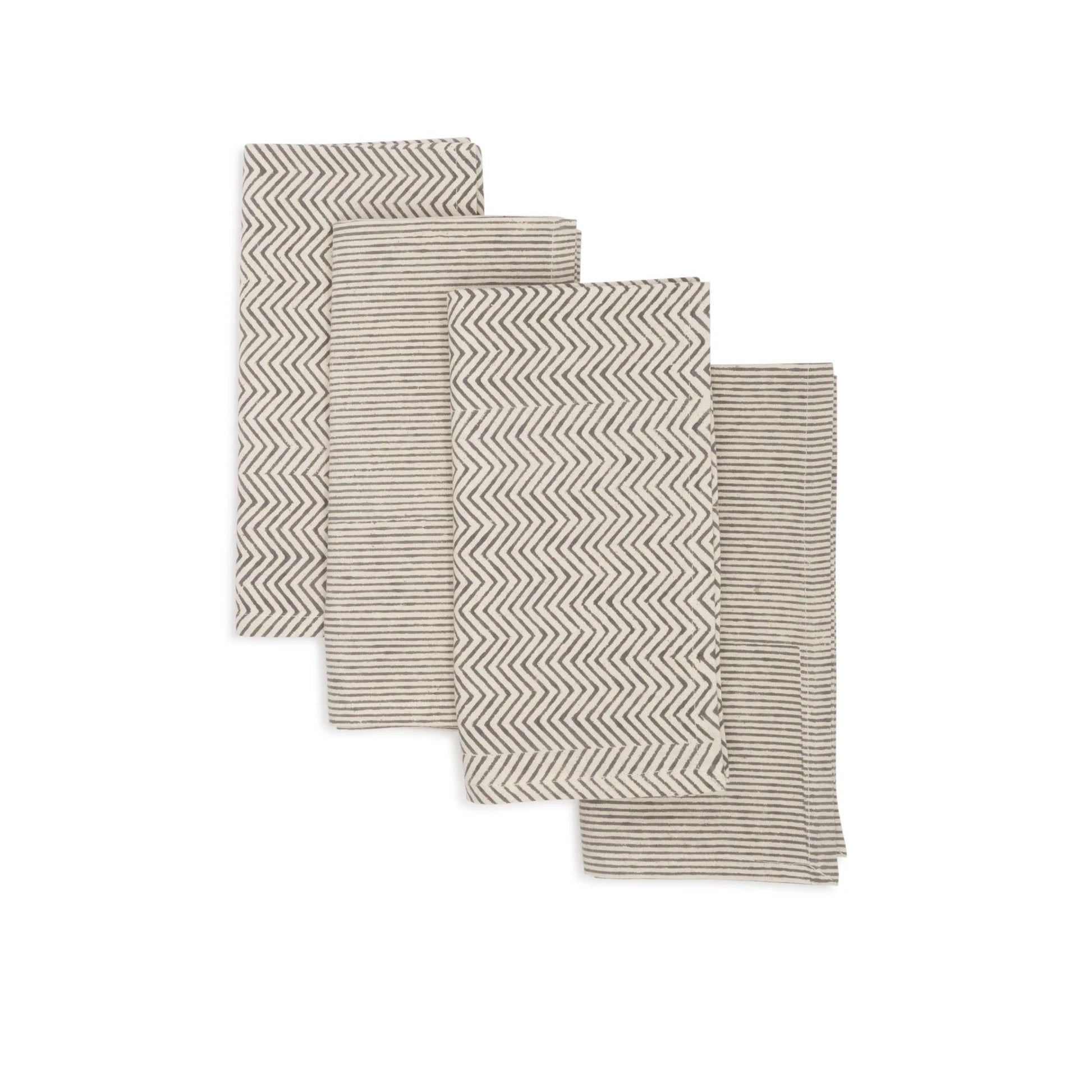 VERTEX Hand Block Printed Napkins - Set of 4. Cotton - Fair Trade - Artisan Made