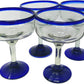 Cobalt Blue Rim Margarita Glasses - Set of 4