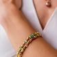 Pink Strawberry Quartz and Gold Bead Bracelet